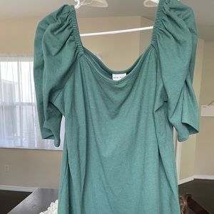 Green Puff Sleeve Top